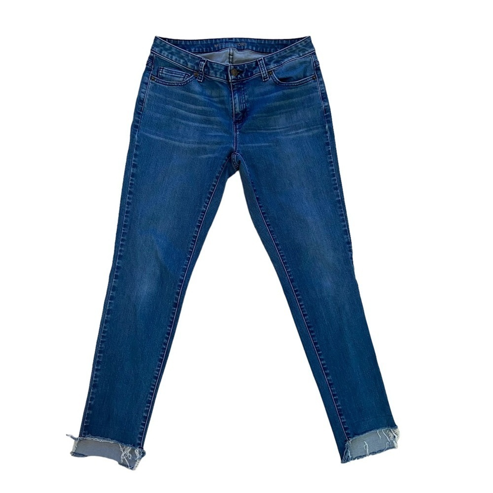 Michael Kors Izzy skinny jeans ankle ripped buttom stretch blue denim size 4